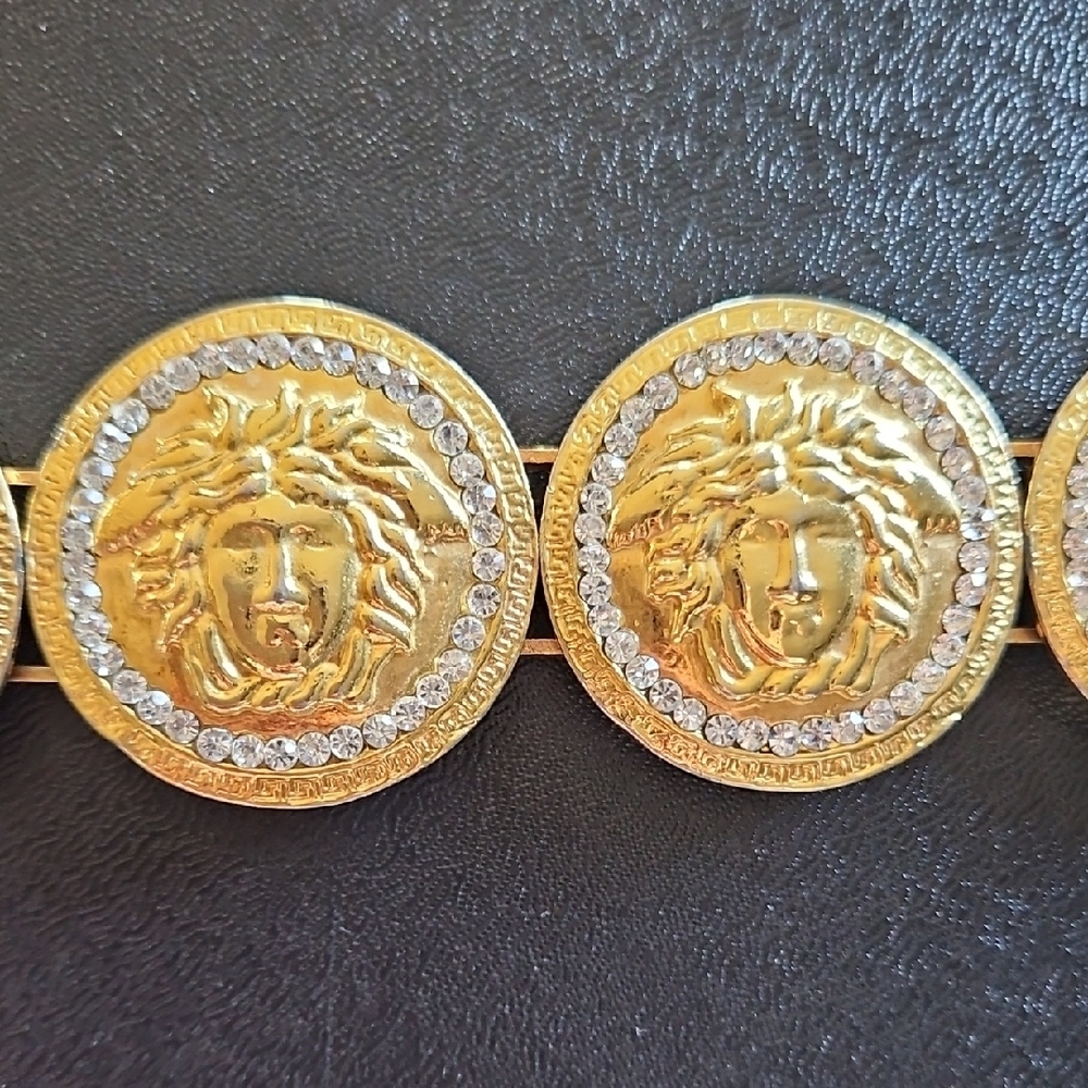 Versace 24k Gold Crystal Medusa Vintage Bracelet - Picture 5 of 9